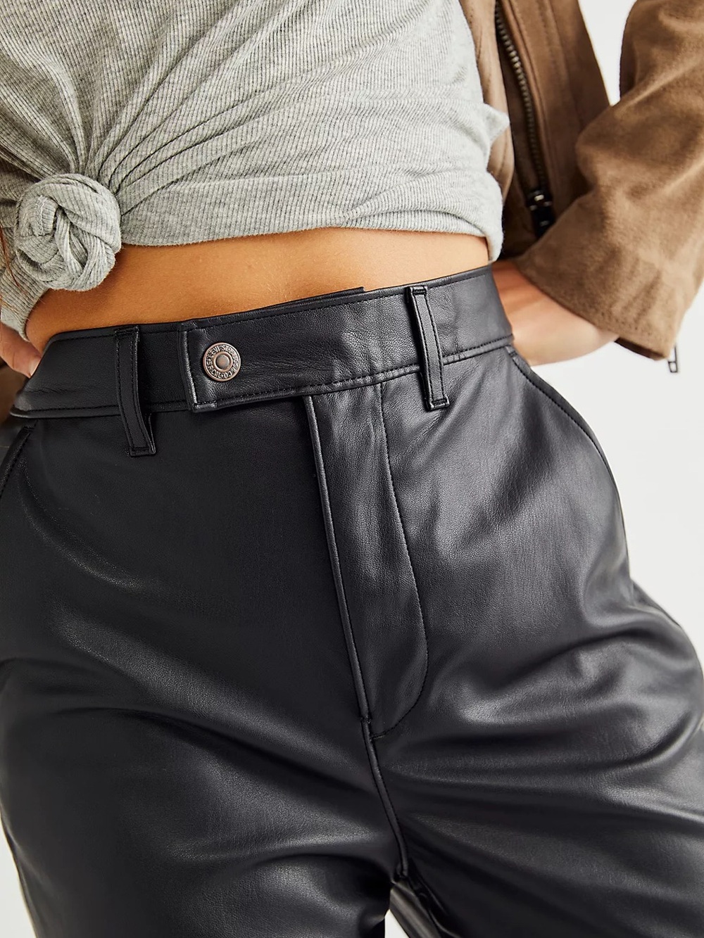 Free People Levi's Math Club Vegan Leather Trousers 26 - Picture 3 of 6